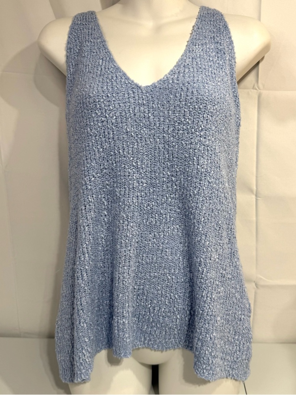 Anthro Moth Blue Textured Knit Tank Top Boho Sleeveless Small